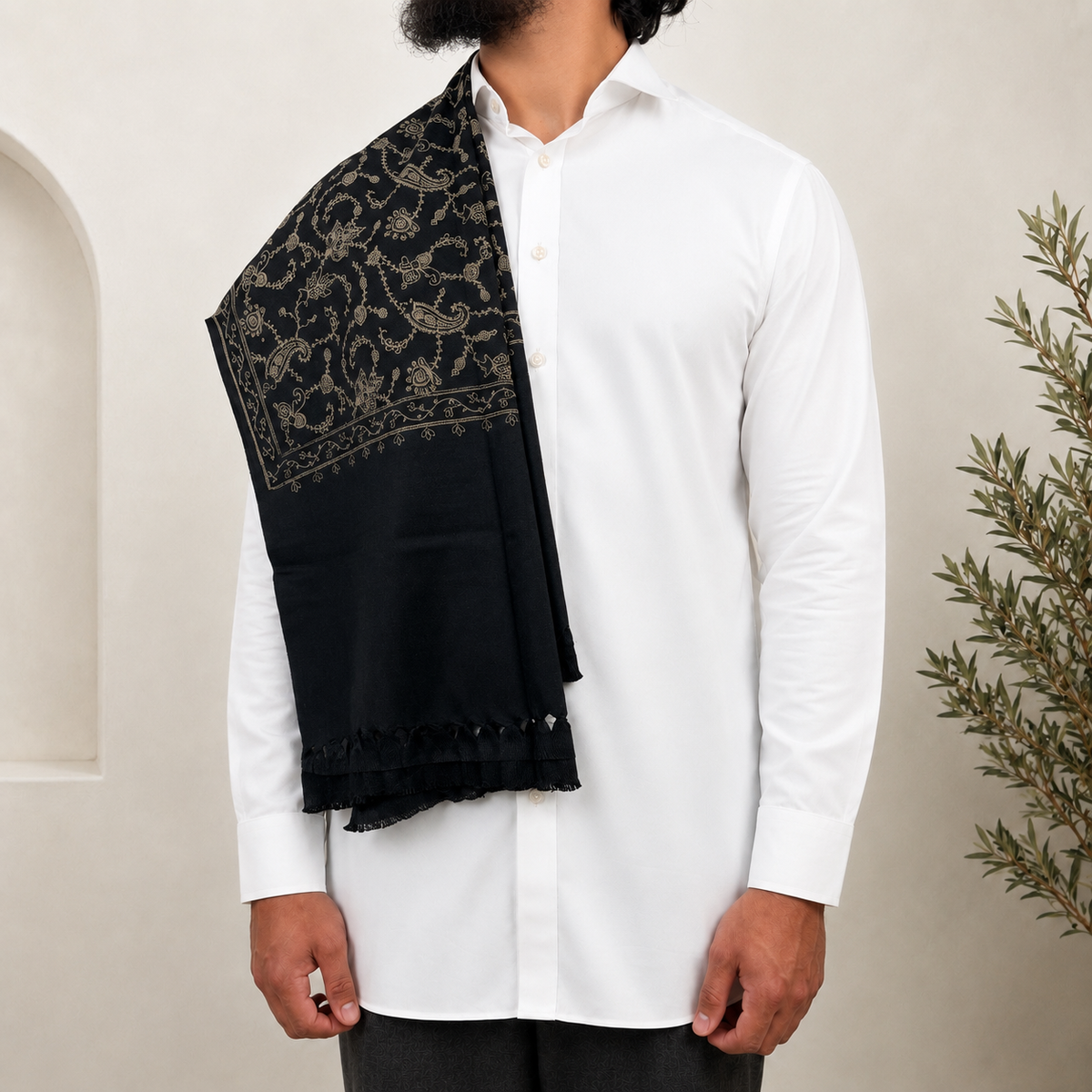 Black Embroidered Shawls