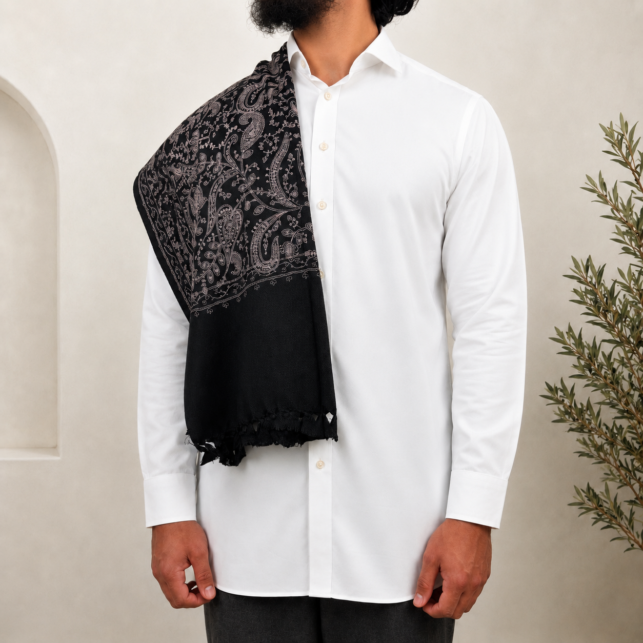 Black Embroidered Shawls