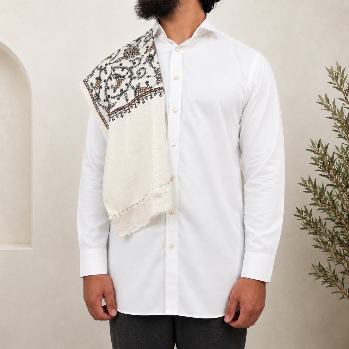 Cream Embroidered Shawls