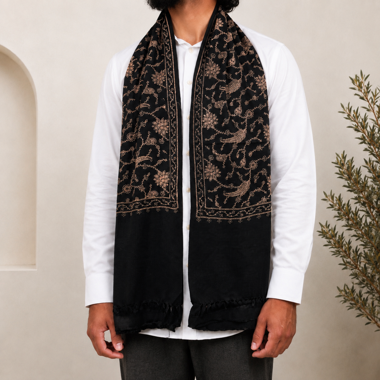 Black Embroidered Shawls