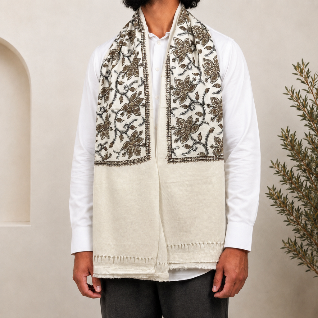 Cream Embroidered Shawls