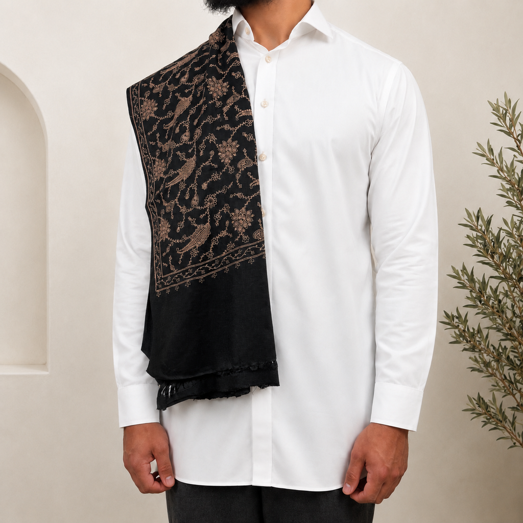 Black Embroidered Shawls
