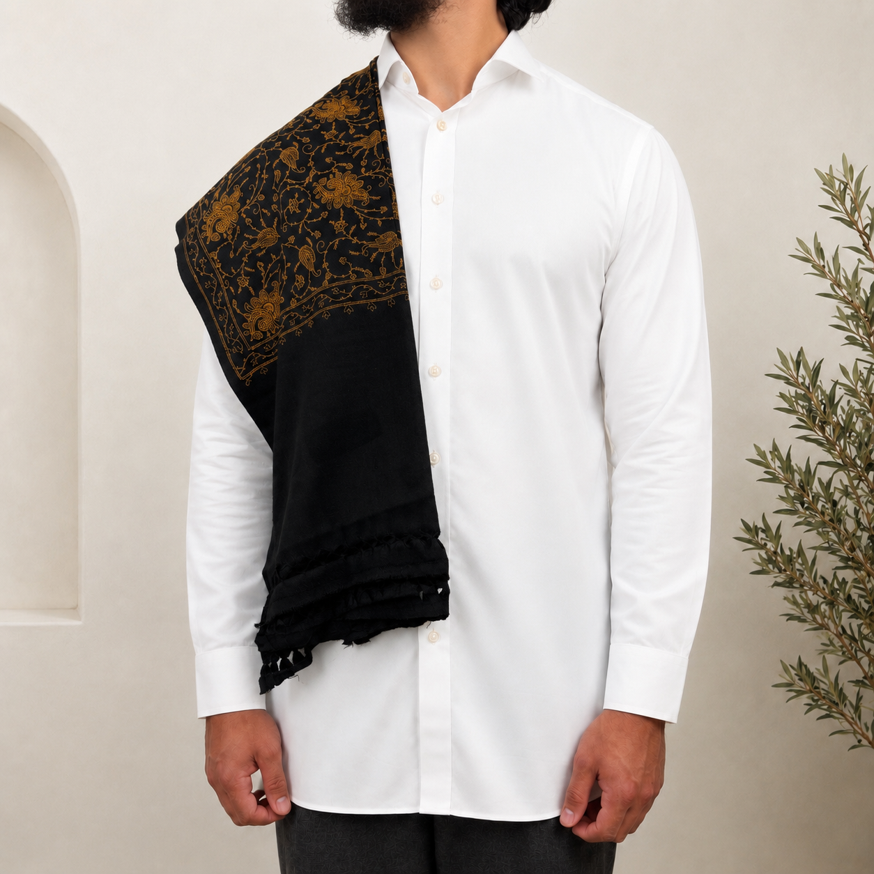 Black Embroidered Shawls