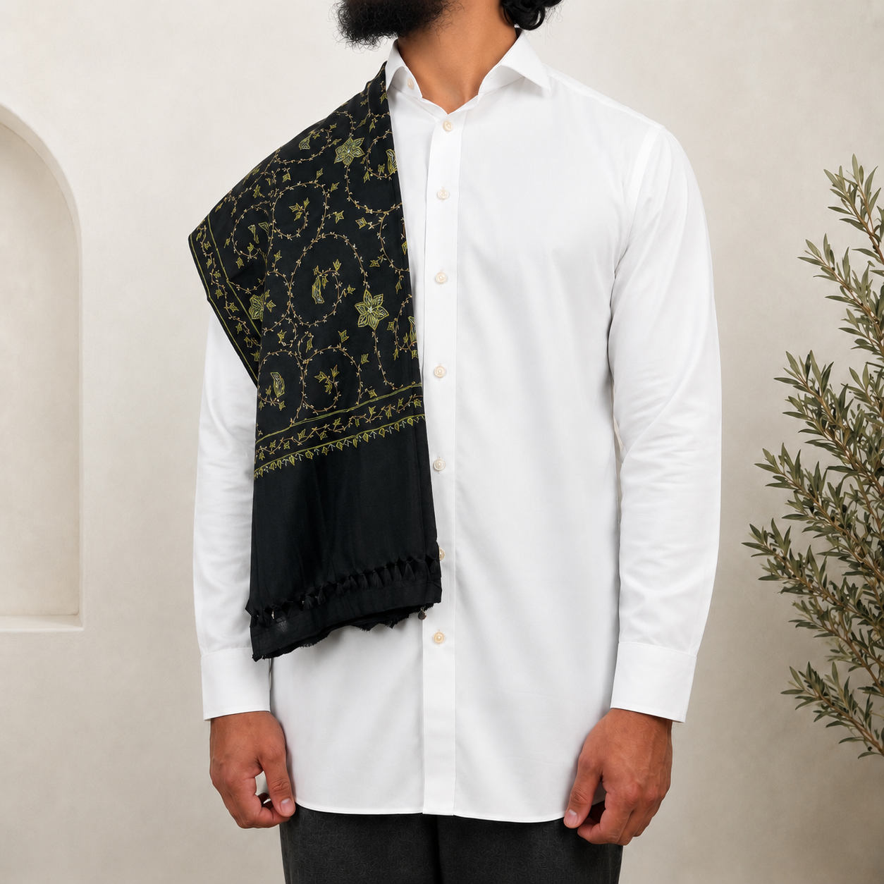 Black Embroidered Shawls