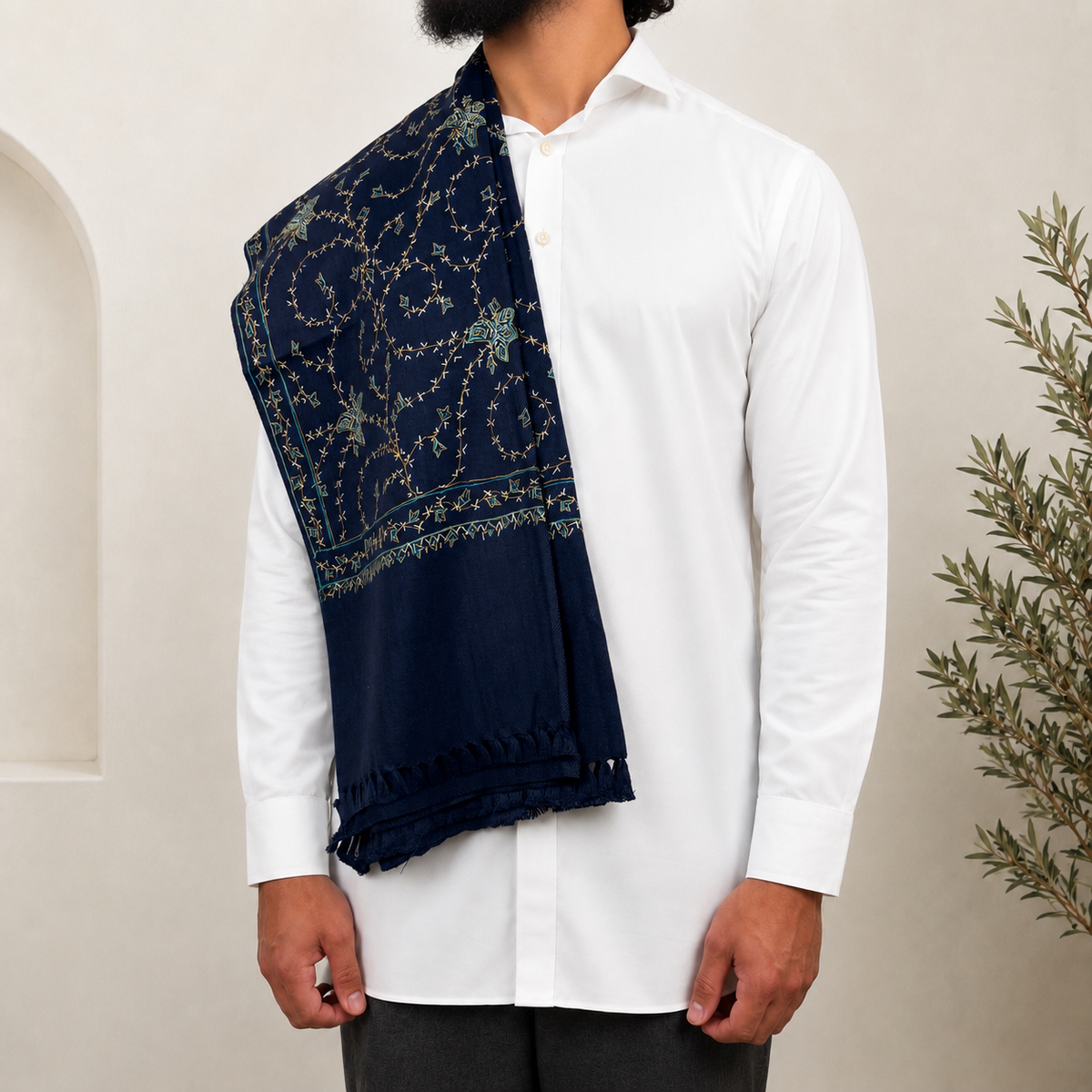 Blue Embroidered Shawls