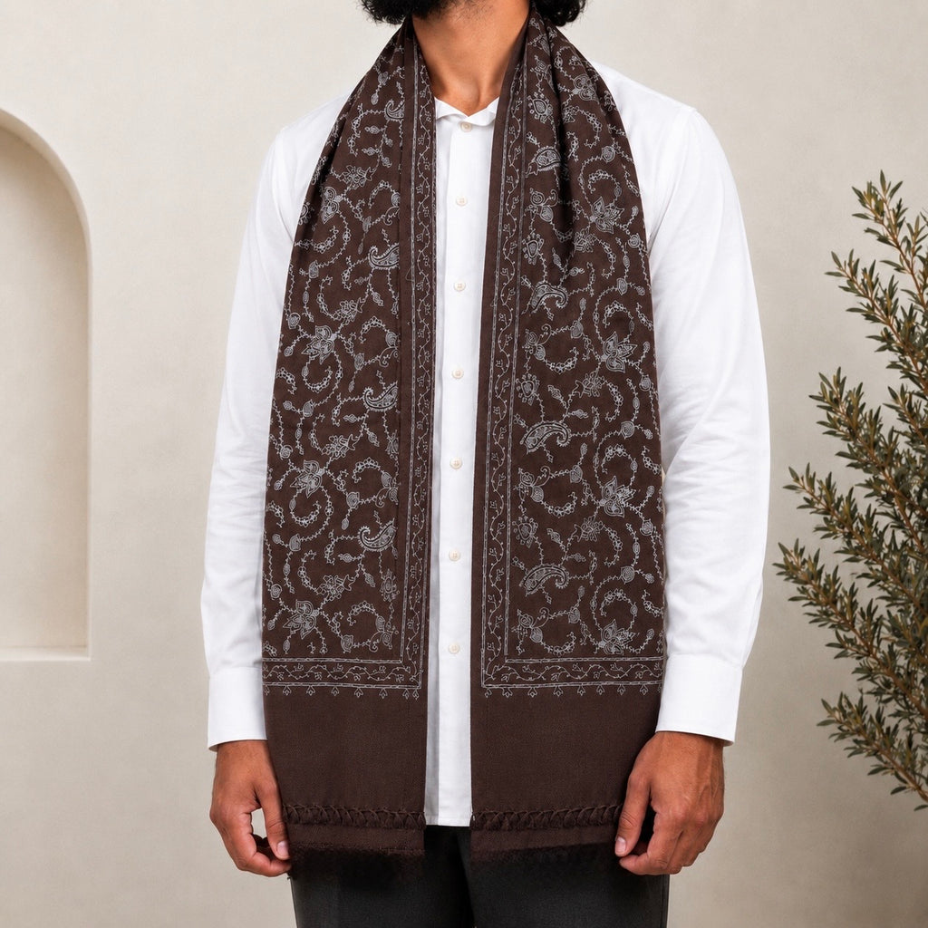 Brown Embroidered Shawls
