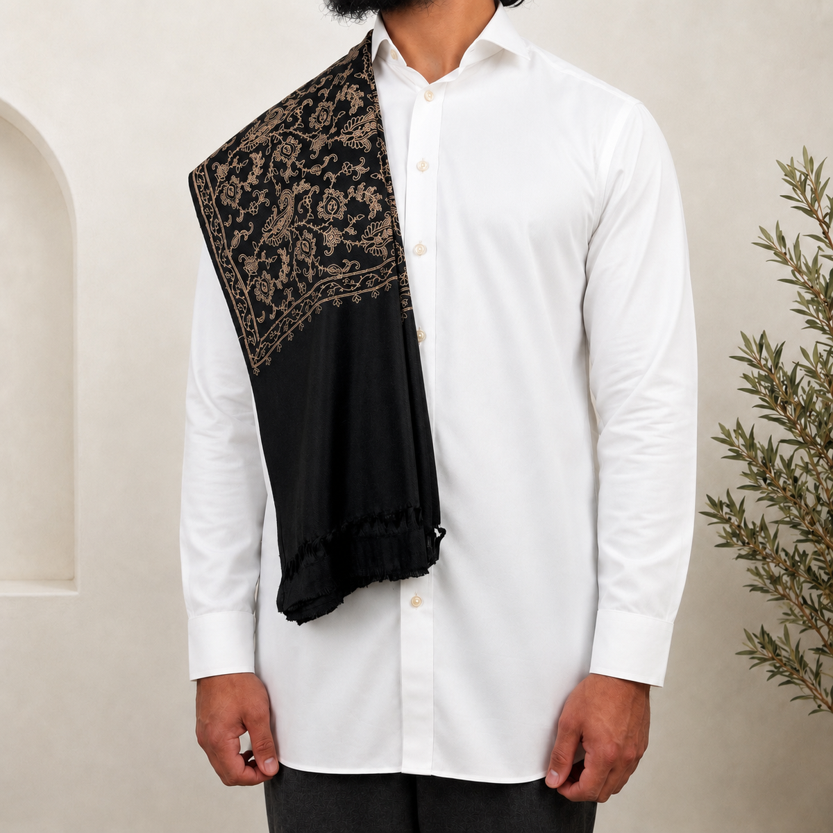 Black Embroidered Shawls