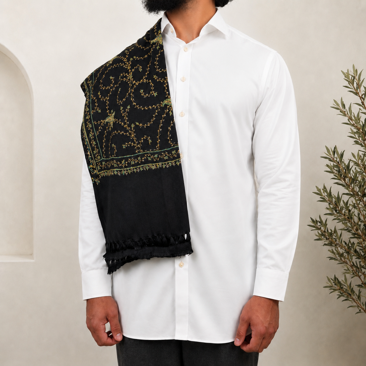 Black Embroidered Shawls