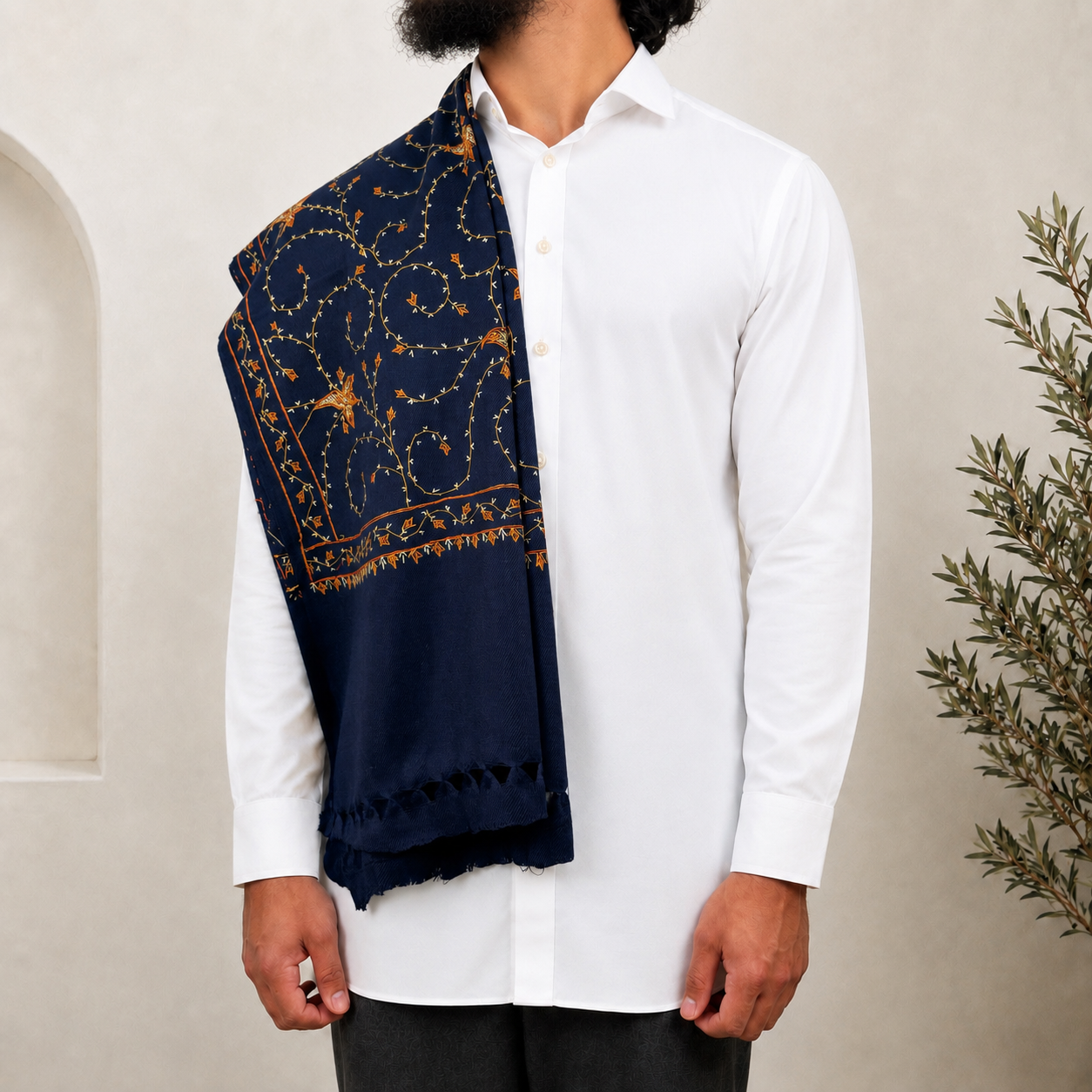 Blue Embroidered Shawls